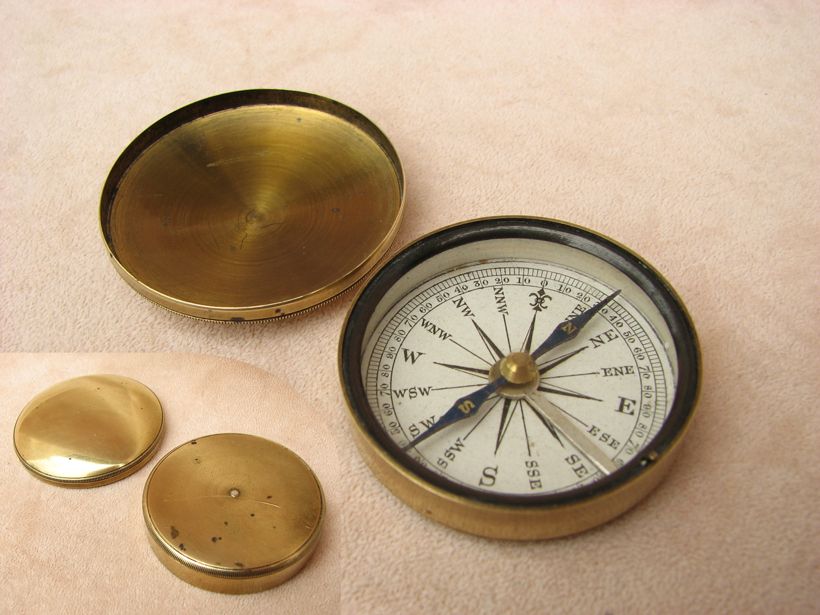 Late Victorian brass cased pocket compass